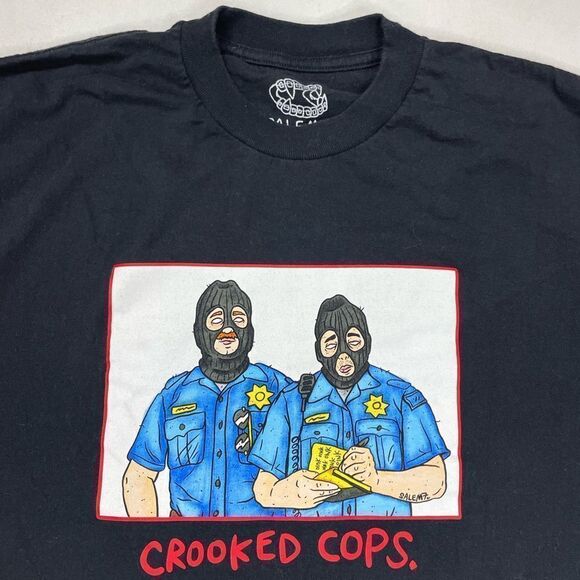 Salem7 Crooked Cops Graphic T-shirt Men Large Black Short Sleeve - Picture 2 of 5